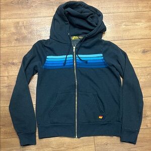 Aviator 5 Stripe Hoodie Charcoal Blue